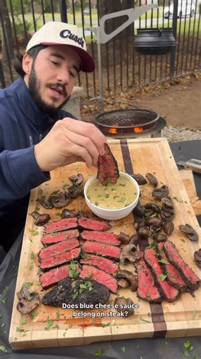 Jack Mancuso on Instagram: "Pittsburgh style steak with Buffalo Blue sauce with @breeo"
