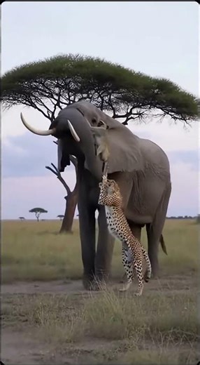 The elephant helped the monkey escape danger.#Elephant #Monkey #Cheetah#wildlife #shorts