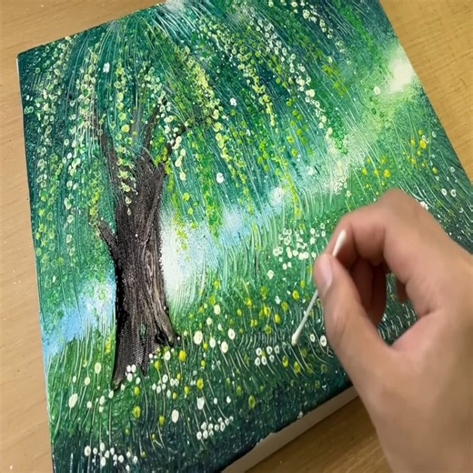 Step by step for Beginners / Scratch Painting Technique Using a Fork | MAY Art.