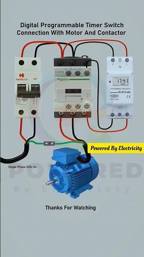 Digital Programmable Timer Switch Connection With Motor And Contactor
