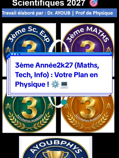 Avis aux élèves de 3ème Année Maths, Sciences Techniques et Informatique ! 📐💻⚙️ Voici votre feuille de route et plan d'étude complet en Physique. Dans cette vidéo, on détaille le programme spécifique qui vous attend pour valider cette année clé avec mention et préparer sereinement votre année de Bac ! 🚀✨ Au programme : ⚡ Les interactions et l'électricité 🧲 Le magnétisme sous toutes ses formes 🔬 Les modules spécifiques à vos sections Ne perdez pas de temps, la réussite se prépare dès mainten