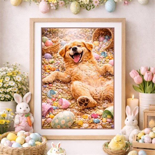 Easter Puppy Wall Art Prints – Spring Dog Decor Set (digital Download) - Etsy