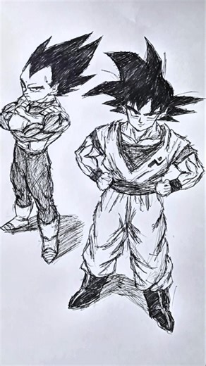 Goku & Vegeta 💀 Speed Drawing StickMan 😳#dragonball #goku #anime #drawing #shorts