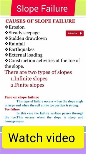 Slope Failure|Causes|Soil Mechanics#Unit 5#shortsfeed