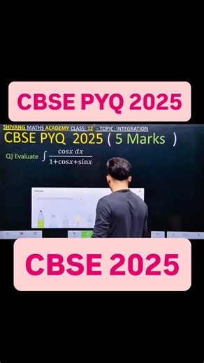 Shivang Gupta on Instagram: "CBSE PYQ 2025 ( 5 Marks ) Q) Integration ∫ (cos𝑥 𝑑𝑥)/(1+cos𝑥+sin𝑥) #class12 #maths#integration #class #integrationclass12 cbse2024 CBSE2025 cbse integration integrationclass12 CBSE2025 cbse2024 CBSE2025 ,cbse maths cbse2026 maths cbse2024 CBSE2025 maths cbse2024 CBSE2025 integration ,cbse maths cbse2026 maths cbse2024 CBSE2025 cbse integration cbse maths integration cbse maths cbse2026 class 12 maths chapter integration maths indefinite integration class 12 clas