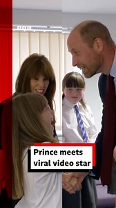 The Prince of Wales has met the Welsh schoolgirl who captured the nation's hearts when a video of her accepting a Welsh learners' award went viral On a visit to Swiss Valley Community Primary School in Llanelli, Carmarthenshire, Prince William said he had watched the video of Ruby winning the Urdd Eisteddfod He added that she did "brilliantly" and the 10-year-old thanked him for his kind words Read more: https://bbc.in/4ejIAYQ | BBC Wales News