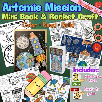 Artemis Mission Mini Book Coloring Informational Space Activity Rocket Craft K-2