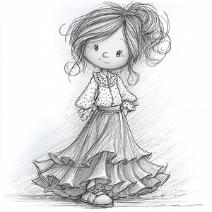 Pencil Ruffle Girl - Etsy
