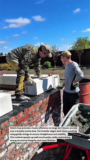 Precision AAC Block Wall Installation Like a Pro! #Masonry #Construction #AACBlocks