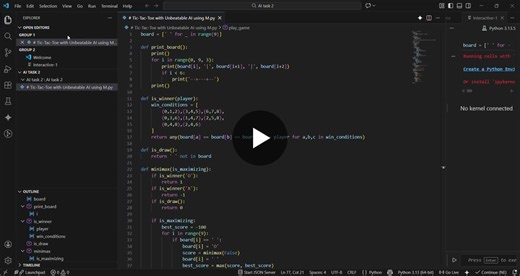 #python #artificialintelligence #gametheory #minimax #aiproject #studentdeveloper #learning | Mukesh R