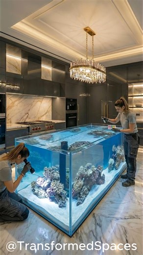 ____ | Watch the satisfying process of building the ultimate luxury kitchen feature: a massive reef tank kitchen island. From assembling the glass... | Instagram