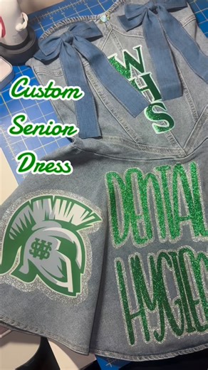 Crafted with purpose, designed with pride 💚 This custom denim senior dress was made exclusively for Saniyah, celebrating her WHS spirit and Class of 2026 milestone in true fashion-forward style. Custom senior looks and Prom looks are now open for booking! Let’s create a one-of-a-kind design that tells your story 👗✨ 📩 DM to order or visit my website: AyeshiA.com #custom #senior #outfits #explore | Ayeshia Apparel