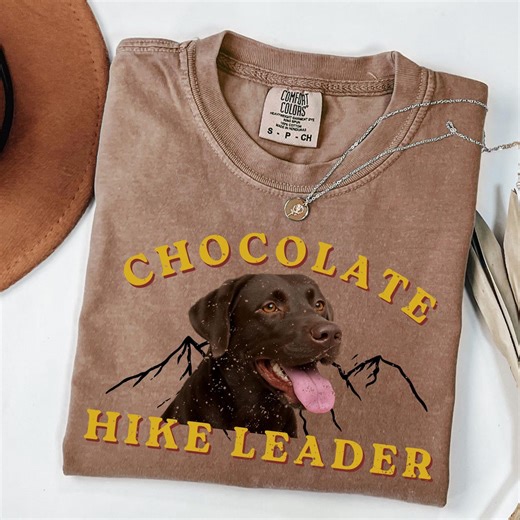 Chocolate Lab Hiking Shirt, Custom Dog Photo Tee, Comfort Colors T-shirt, Labrador Retriever Hiking Shirt, Personalized Dog Lover Gift - Etsy