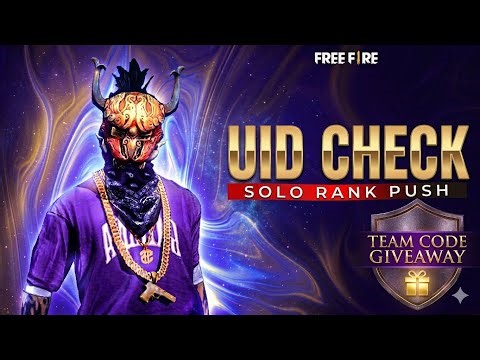 FF Live UID check ✅ FF SOLO Rank Push 💯 Team Code Giveaway 📌