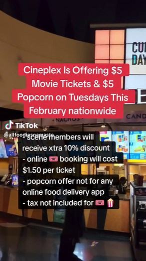 Cineplex $5 Movie Tickets & Popcorn Deal in February