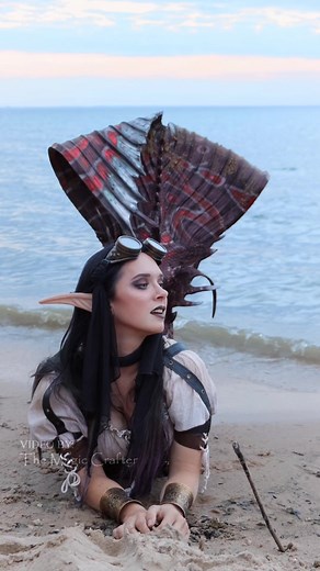 Steampunk mermaid on the beach.. just flopping around. I honestly don't use TikTok because I enjoy it- only because I feel like I have to use it 😅😭 does it show? hahaha #TheMagicCrafter #MermaidKrimzon #steampunkmermaid #steampunk #mermaid #professionalmermaid