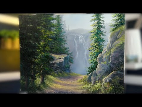 Waterfall Trail - Landscape Oil Painting