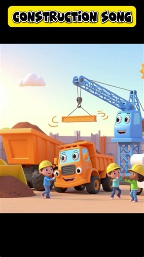 Construction Song 🚧 | Digger, Dump Truck & Crane Kids Nursery Rhyme & Poem