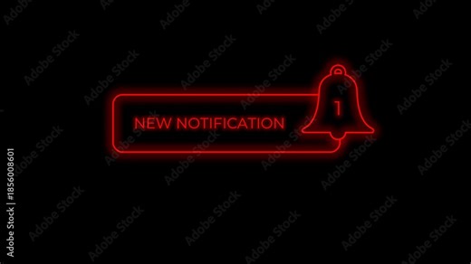 new notification alert banner with bell icon, glowing red warning message, emergency alert motion graphic, 4k green screen editable chroma key