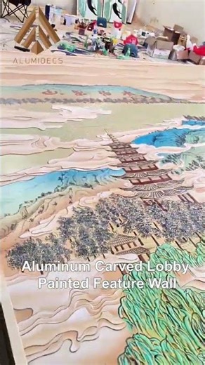 Custom Aluminum Sculpture Mural Luxury Hotel Lobby Background Wall Decoration