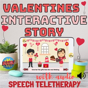 Valentines Interactive Story Speech Teletherapy Boom Cards