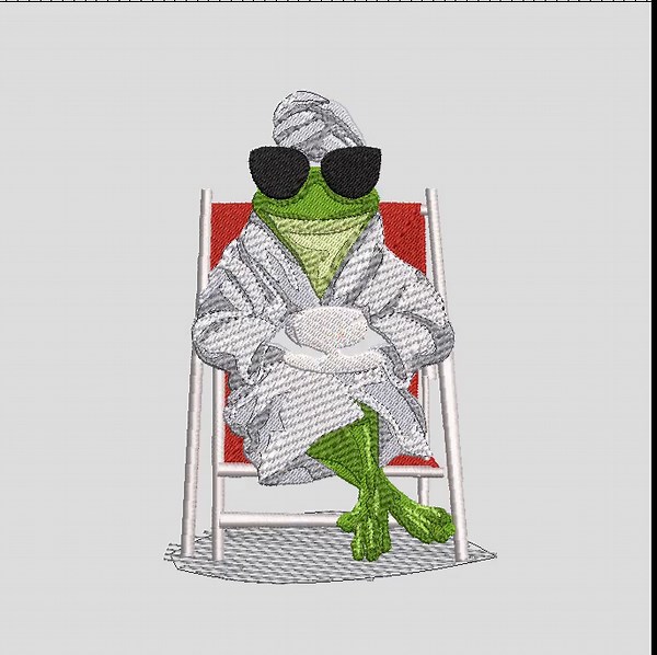 Relaxing Frog Embroidery Design, Spa Frog With Sunglasses Design File, Self Care Aesthetic Design - Etsy