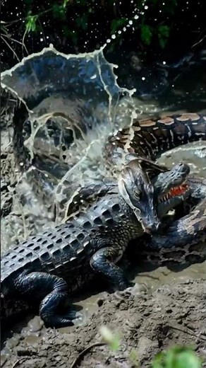 Python vs Alligator 10 -- Real Fight -- Python attacks Alligator