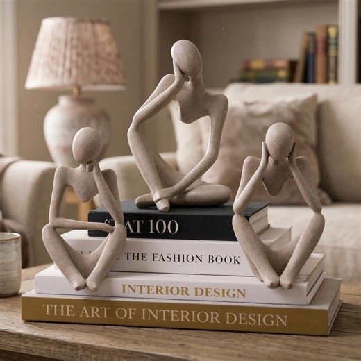 Abstract Thinker Sculpture Set, Minimalist Stone Figurines, Modern Meditation Decor - Etsy