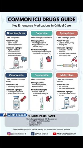 Common ICU Drugs Explained | Critical Care Emergency Medications | Quick Revision