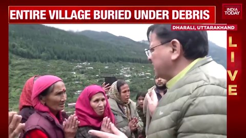 Dharali flash flood: Pushkar Singh Dhami surveys affected areas, meets locals