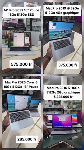 Arrivages MacBook Pro Macbook Pro 2016 15 Pouce Core i7 Ram 16Go Disque 512Go SSD 2Go graphique à 225.000 fr Macbook Pro M1 Pro 16 Pouce Ram 16Go Disque SSD 512Go à 575.000 fr Macbook Pro 2019 16 pouce Core i9 Ram 32Go Disque SSD 512Go Graphique 4Go à 375.000 fr Macbook Pro 2020 13 Pouce Core i5 Ram 16Go 512Go à 285.000 fr Tous les prix sont fixes. Venant des États-Unis vendu sur facture cachet chez 7MAKSACOD PC Tel : 77 460 87 87 #apple #macbookpro #m1pro #apple #macos