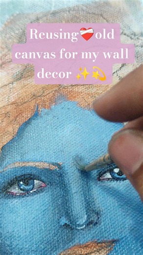 Reusing❤️‍🩹old canvas for my wall decor ✨💫 part 2 #drawing #walldecor #fypシ #fypシ゚viral #shorts