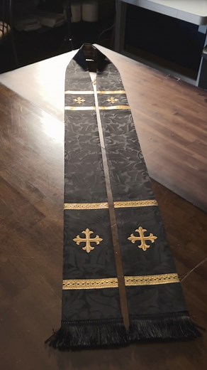 Lovely black stole going out today. What are your favorite less common vestment colors? | Ecclesiastical Sewing