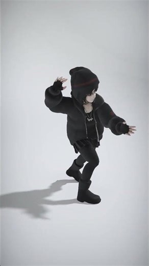 Stylish Urban Character in Black Hoodie and Skirt