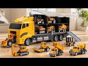 Construction Truck Toy Carrier for Kids | Mini Construction Vehicle Set | Toy Truck Video