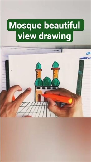 how to draw beautiful mosque view drawing#easydrawing #mosque#artist
