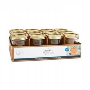 Mainstays 16 oz Mason Jars, Wide Mouth Pint Canning Jars with Lids and Rings, 12-Pack Glass Jars for Home Canning and Meal Prep