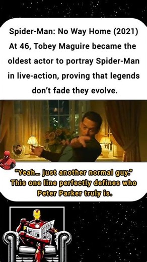 The Oldest Spider-Man… Still the Most Relatable 🕷️🔥 #Spiderman #TobeyMaguire #NoWayHome #PeterParker