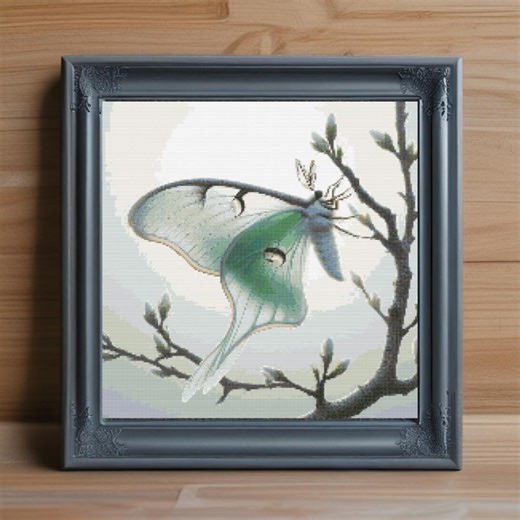 Luna Moth Cross Stitch Pattern, Botanical Insect Embroidery (PDF Download) - Etsy
