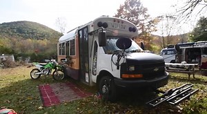 This Tiny School Bus Has Been Converted Into a Functional Off-Grid Motorhome