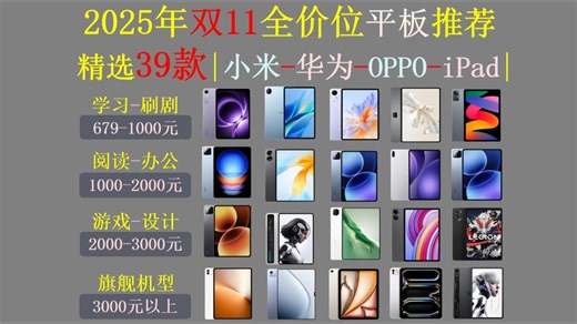【双11预热】2025年10月高性价比平板选购指南！各个价位段的高性价比热门平板。直说优缺点！|游戏、网课、追剧、办公、生产力全覆盖！