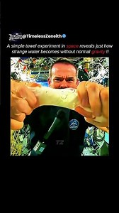 A towel experiment in space reveals just how strange water becomes without normal gravity 🤯☠️ #Space