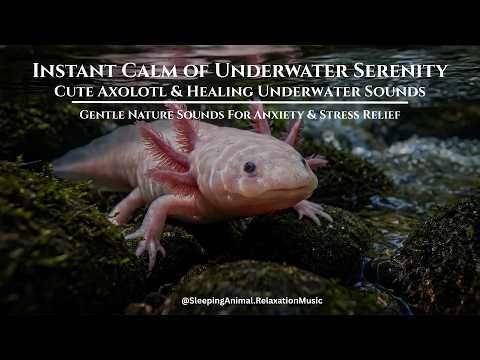 Crystal Underwater Axolotl | Calming River Water Sounds | Relaxing Music for Study & Focus Mind