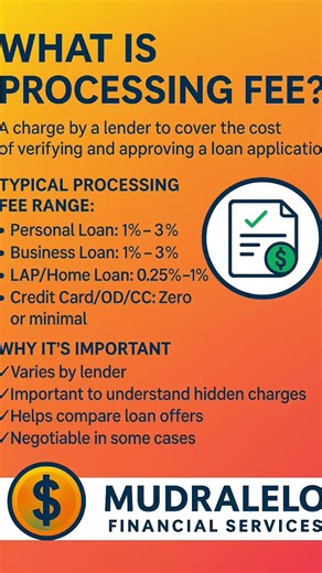 What is processing fee? #smartfinance #personalloan #cibil #financeshorts #cibilscore #cibil