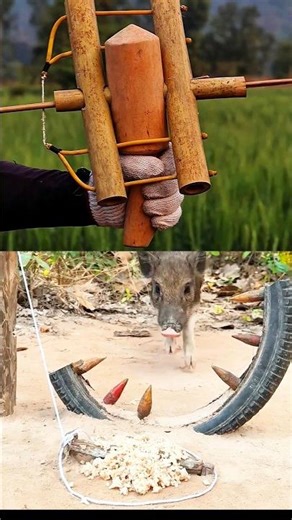 DIY Wild Boar Trap & Bamboo Crossbow Gadget 🐗 | Самодельная ловушка на кабана и бамбуковый арбалет