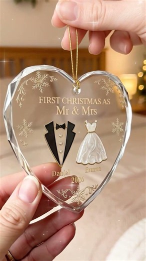Capture Your First Christmas Together! 🎄✨ Custom Glass Ornament