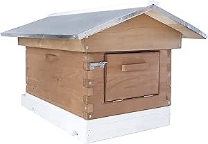 Backyard Bee Hive, 3-YEAR Warranty - Durable Wooden Bee House with Quick-Check Super, 8 frames, Beekeeping Equipment for Honeybees, Honey Harvesting
