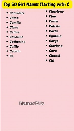 🌸 Top 50 Girl Names Starting with C! 💖 #BabyNames #GirlNames #CNames