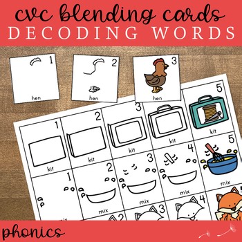 CVC Intervention Blending Cards: Short Vowel Phonics Activity Decoding CVC Words
