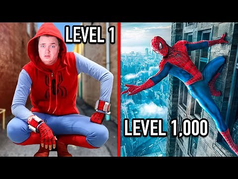 SPIDERMAN Level 1 Vs 1,000 Challenge - Real LIFE Spiderman Stunts!